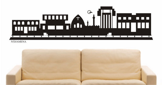 WANDTATTOO e683 Skyline Stadt - N'Djamena (Republik Tschad ) Design 2