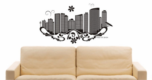 WANDTATTOO e686 Skyline Stadt - Port of Spain (Trinidad und Tobago) Design 3