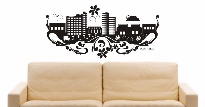WANDTATTOO e687 Skyline Stadt - Port Vila (Pazifikstaates Vanuatu) Design 3