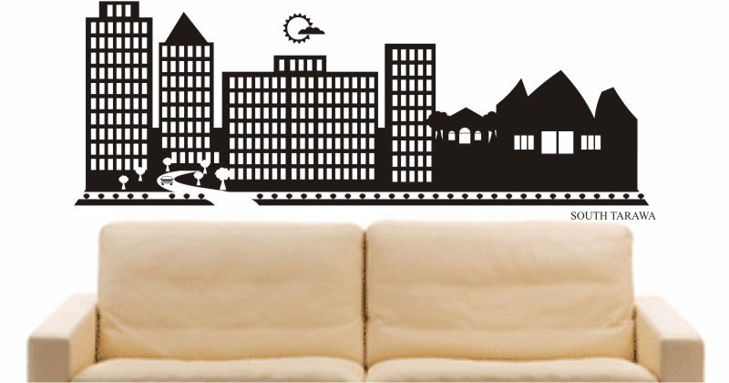 WANDTATTOO e691 Skyline Stadt - South Tarawa (Republik Kiribati) Design 2