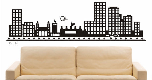 WANDTATTOO e697 Skyline Stadt - Tunis (Elfenbeinküste) Design 2