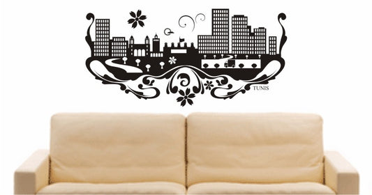 WANDTATTOO e697 Skyline Stadt - Tunis (Elfenbeinküste) Design 3