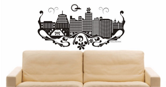 WANDTATTOO e706 Skyline Stadt - Wellington (Neuseeland) Design 3