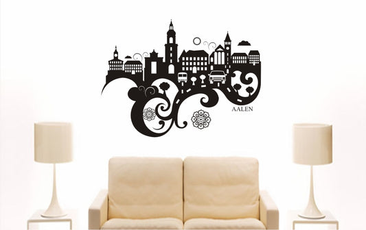WANDTATTOO e714 Skyline Stadt - Ahlen (Deutschland) Design 3
