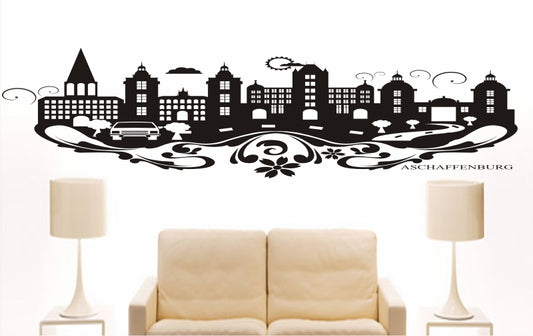 WANDTATTOO e716 Skyline Stadt - Aschaffenburg (Deutschland) Design 3