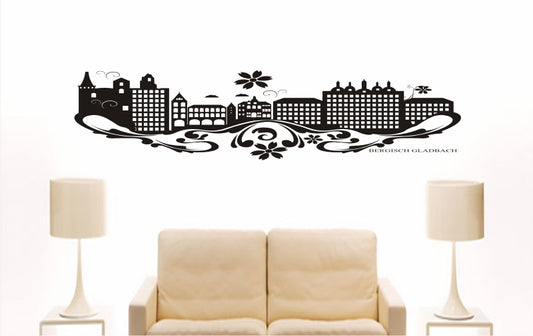 WANDTATTOO e725 Skyline Stadt - Bergisch Gladbach (Deutschland) Design 3