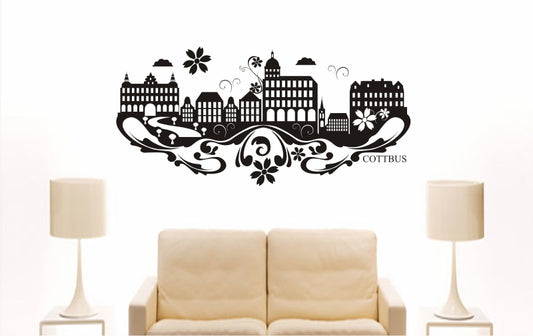 WANDTATTOO e741 Skyline Stadt - Cottbus (Deutschland) Design 3