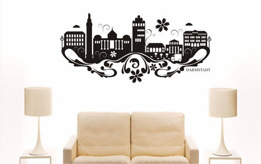 WANDTATTOO e743 Skyline Stadt - Darmstadt (Deutschland) Design 3