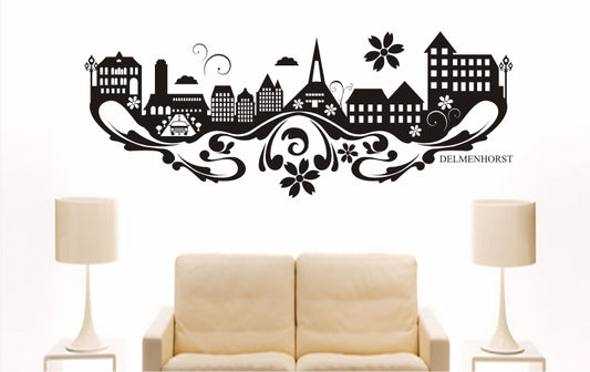 WANDTATTOO e744 Skyline Stadt - Delmenhorst (Deutschland) Design 3