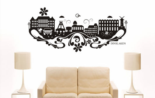 WANDTATTOO e747 Skyline Stadt - Dinslaken (Deutschland) Design 3