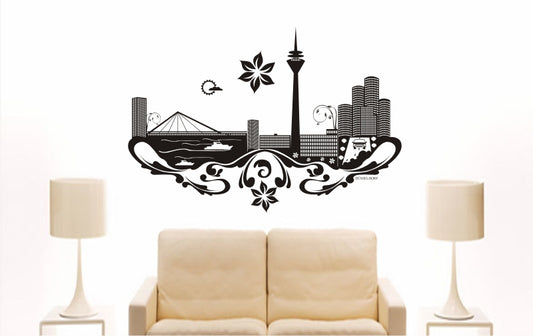 WANDTATTOO e754 Skyline Stadt - Düsseldorf (Deutschland) Design 3