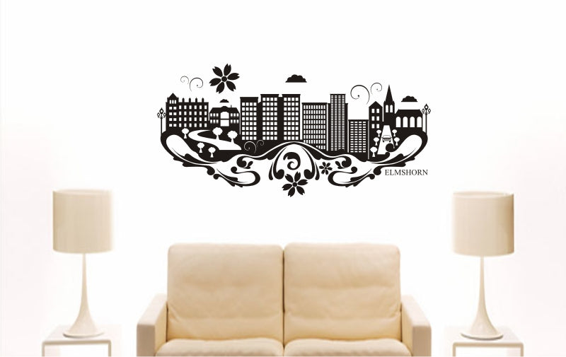 WANDTATTOO e755 Skyline Stadt - Elmshorn (Deutschland) Design 3