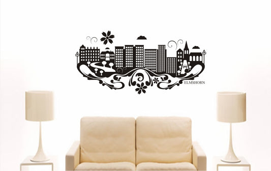 WANDTATTOO e755 Skyline Stadt - Elmshorn (Deutschland) Design 3
