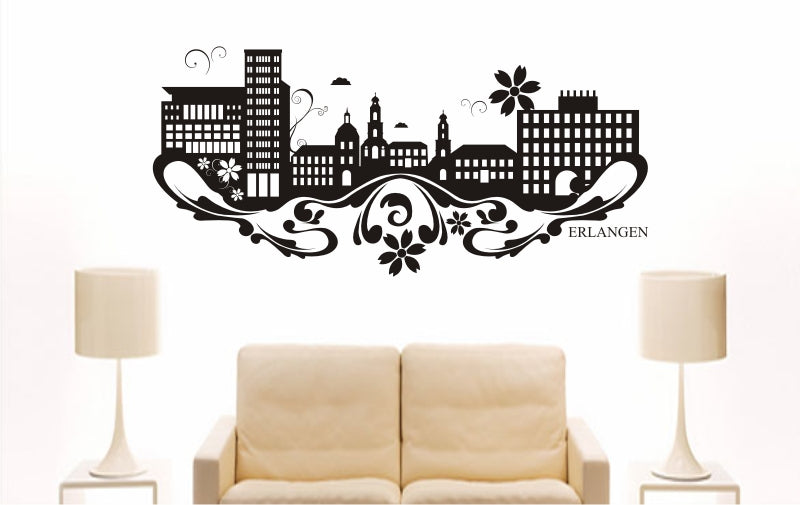 WANDTATTOO e759 Skyline Stadt - Erlangen (Deutschland) Design 3
