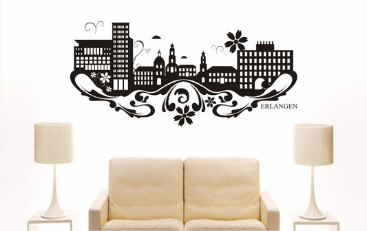 WANDTATTOO e759 Skyline Stadt - Erlangen (Deutschland) Design 3