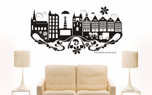 WANDTATTOO e762 Skyline Stadt - Esslingen am Neckar (Deutschland) Design 3