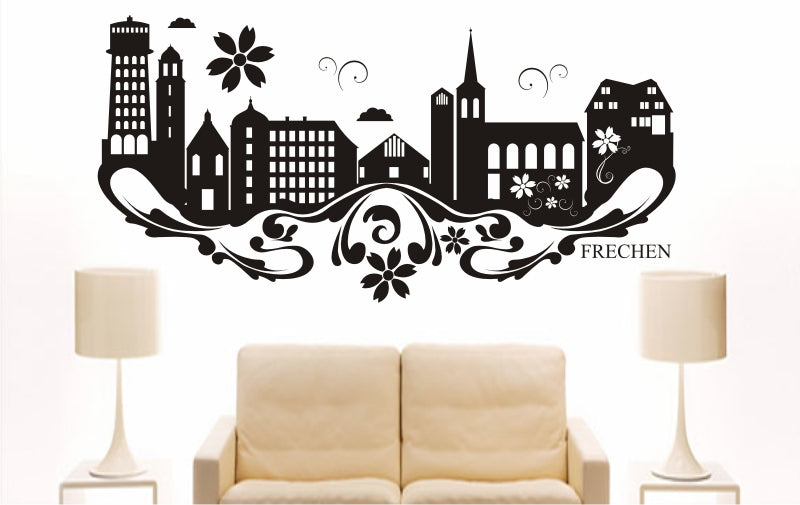 WANDTATTOO e764 Skyline Stadt - Frechen (Deutschland) Design 3