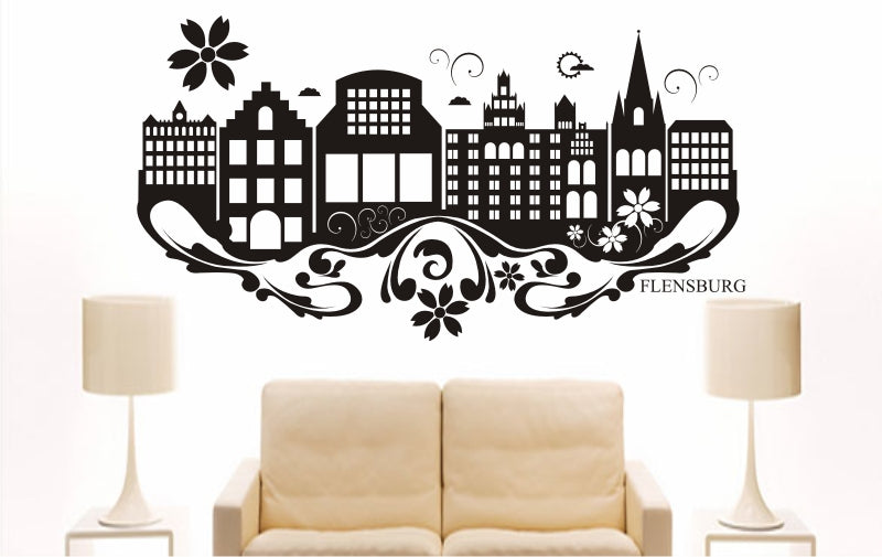 WANDTATTOO e765 Skyline Stadt - Flensburg (Deutschland) Design 3
