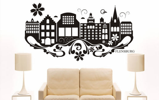 WANDTATTOO e765 Skyline Stadt - Flensburg (Deutschland) Design 3