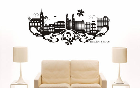 WANDTATTOO e769 Skyline Stadt - Friedrichshafen (Deutschland) Design 3