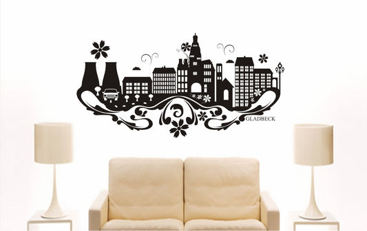 WANDTATTOO e776 Skyline Stadt - Gladbeck (Deutschland) Design 3