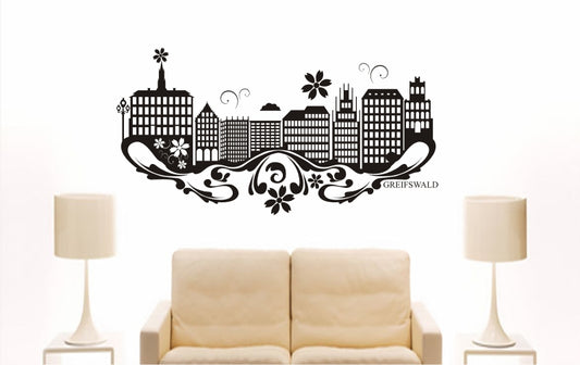 WANDTATTOO e780 Skyline Stadt - Greifswald (Deutschland) Design 3