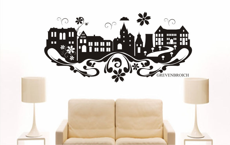WANDTATTOO e781 Skyline Stadt - Grevenbroich (Deutschland) Design 3