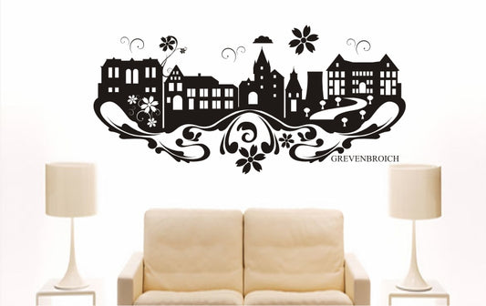 WANDTATTOO e781 Skyline Stadt - Grevenbroich (Deutschland) Design 3