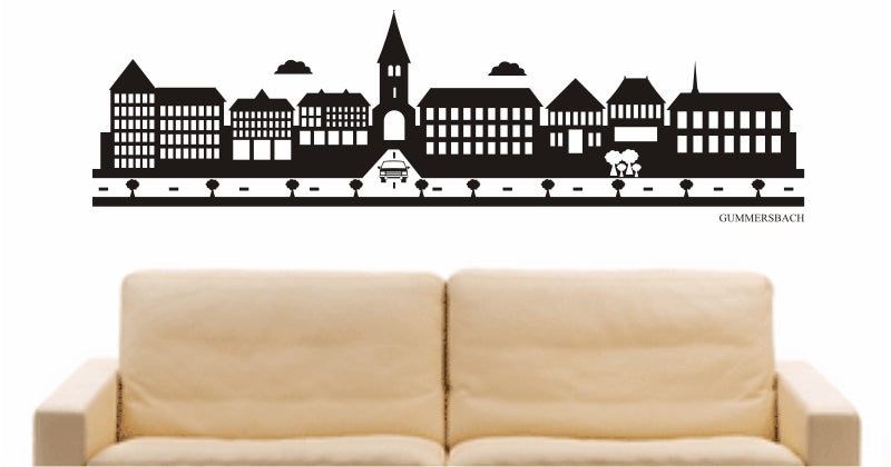 WANDTATTOO e782 Skyline Stadt - Gummersbach (Deutschland) Design 2