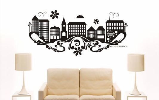 WANDTATTOO e782 Skyline Stadt - Gummersbach (Deutschland) Design 3
