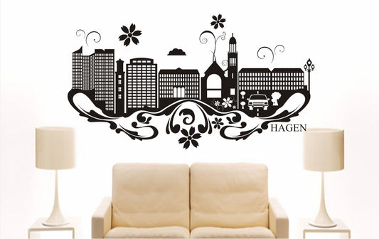 WANDTATTOO e784 Skyline Stadt - Hagen (Deutschland) Design 3