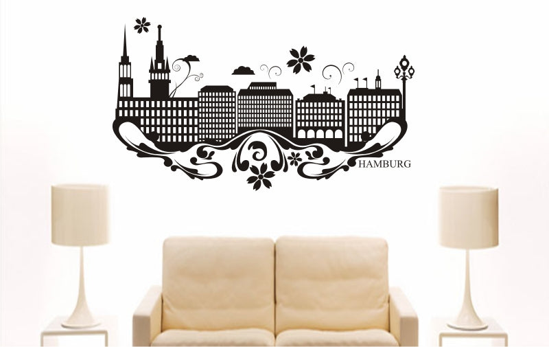 WANDTATTOO e786 Skyline Stadt - Hamburg (Deutschland) Design 3
