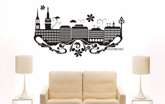 WANDTATTOO e786 Skyline Stadt - Hamburg (Deutschland) Design 3