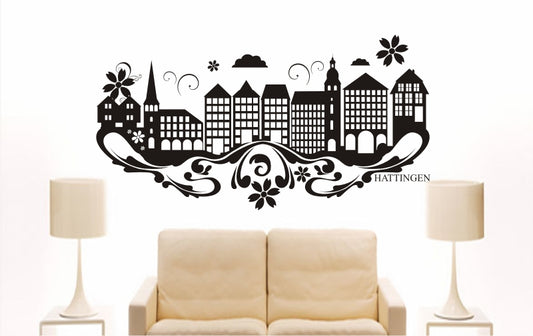 WANDTATTOO e791 Skyline Stadt - Hattingen (Deutschland) Design 3