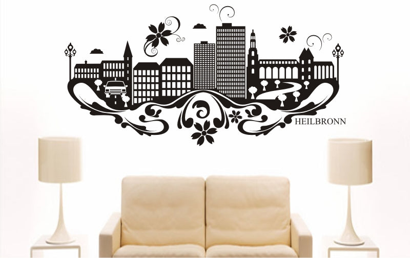 WANDTATTOO e794 Skyline Stadt - Heilbronn (Deutschland) Design 3