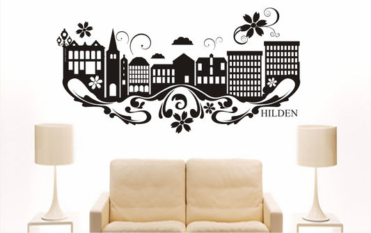 WANDTATTOO e799 Skyline Stadt - Hilden (Deutschland) Design 3