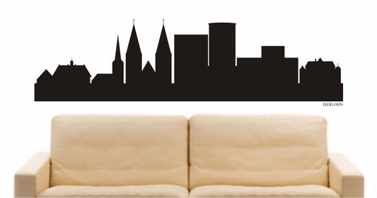 WANDTATTOO e804 Skyline Stadt - Iserlohn (Deutschland) Design 1