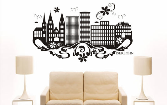 WANDTATTOO e804 Skyline Stadt - Iserlohn (Deutschland) Design 3