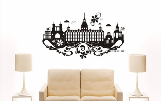 WANDTATTOO e807 Skyline Stadt - Karlsruhe (Deutschland) Design 3