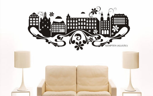 WANDTATTOO e809 Skyline Stadt - Kempten (Deutschland) Design 3