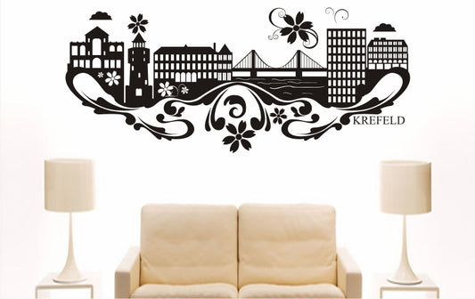 WANDTATTOO e816 Skyline Stadt - Krefeld (Deutschland) Design 3