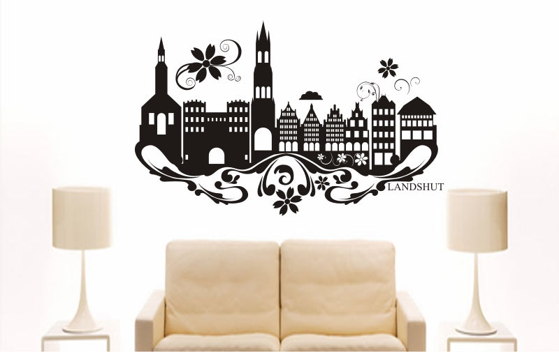 WANDTATTOO e817 Skyline Stadt - Landshut (Deutschland) Design 3