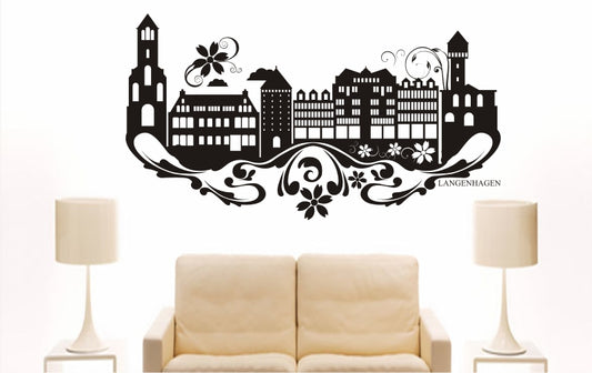 WANDTATTOO e819 Skyline Stadt - Langenhagen (Deutschland) Design 3