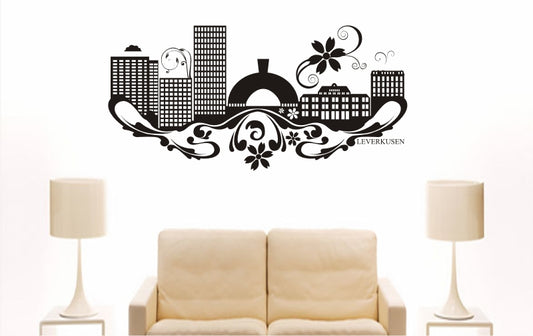 WANDTATTOO e821 Skyline Stadt - Leverkusen (Deutschland) Design 3