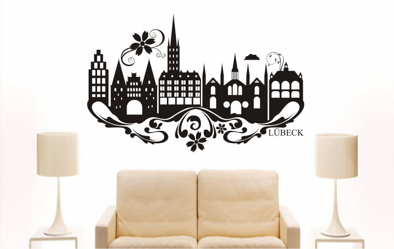 WANDTATTOO e825 Skyline Stadt - Lübeck (Deutschland) Design 3
