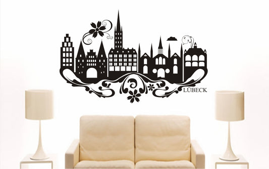 WANDTATTOO e825 Skyline Stadt - Lübeck (Deutschland) Design 3
