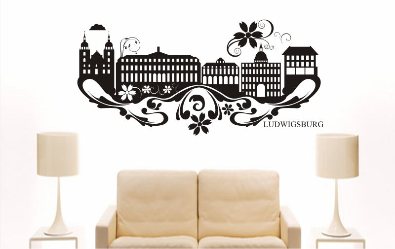 WANDTATTOO e827 Skyline Stadt - Ludwigsburg (Deutschland) Design 3