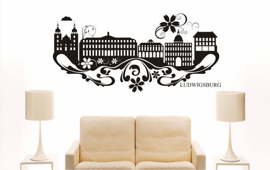 WANDTATTOO e827 Skyline Stadt - Ludwigsburg (Deutschland) Design 3