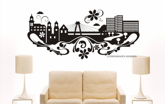 WANDTATTOO e828 Skyline Stadt - Ludwigshafen am Rhein (Deutschland) Design 3
