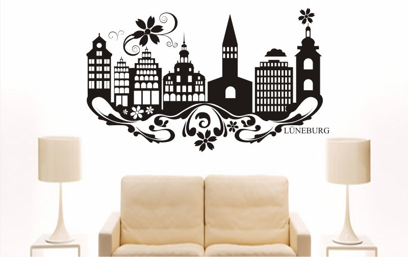 WANDTATTOO e829 Skyline Stadt - Lüneburg (Deutschland) Design 3